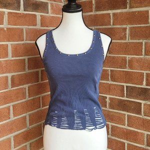 Blue ribbed tank top